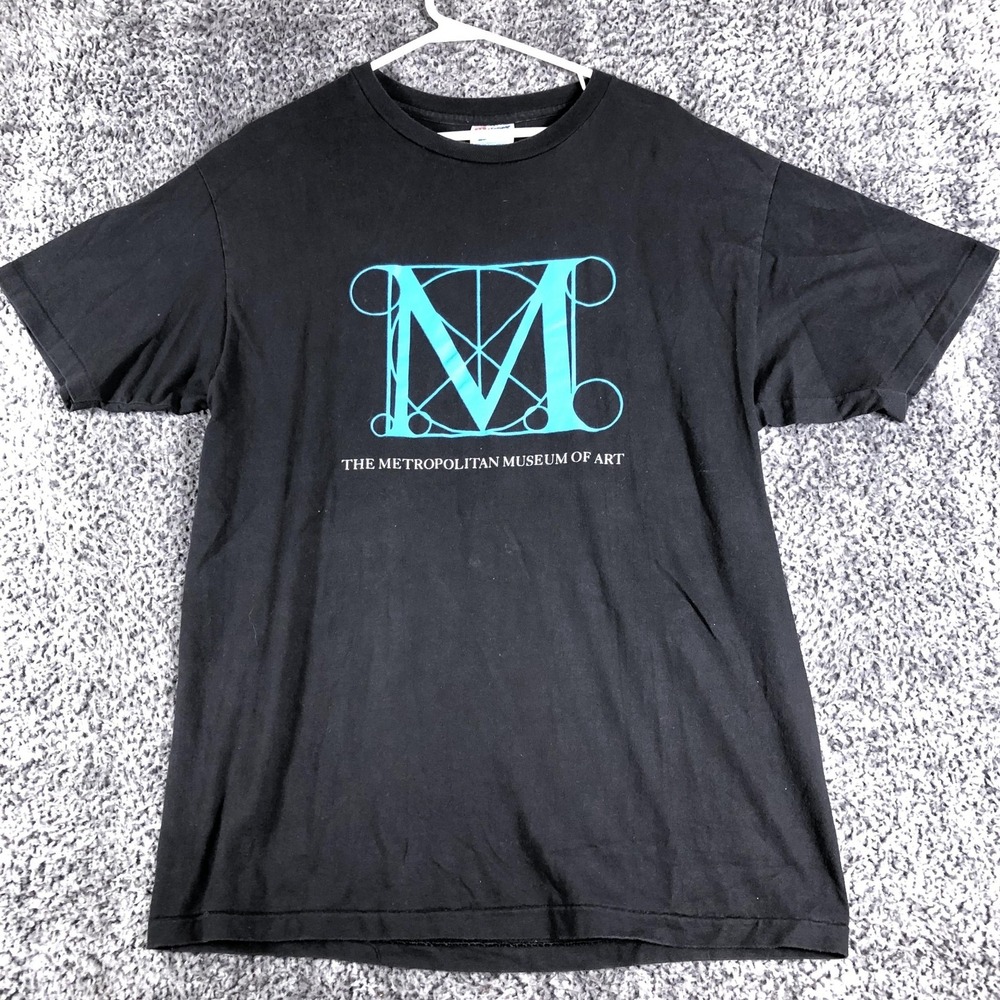 Vintage Metropolitan Museum Of Art Shirt Mens Large Black Logo Graphic Tee Hanes - Picture 1 of 8